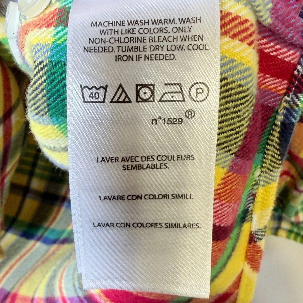 Polo Ralph Lauren Mens Classic Fit Performance Plaid Flannel Shirt Yellow M